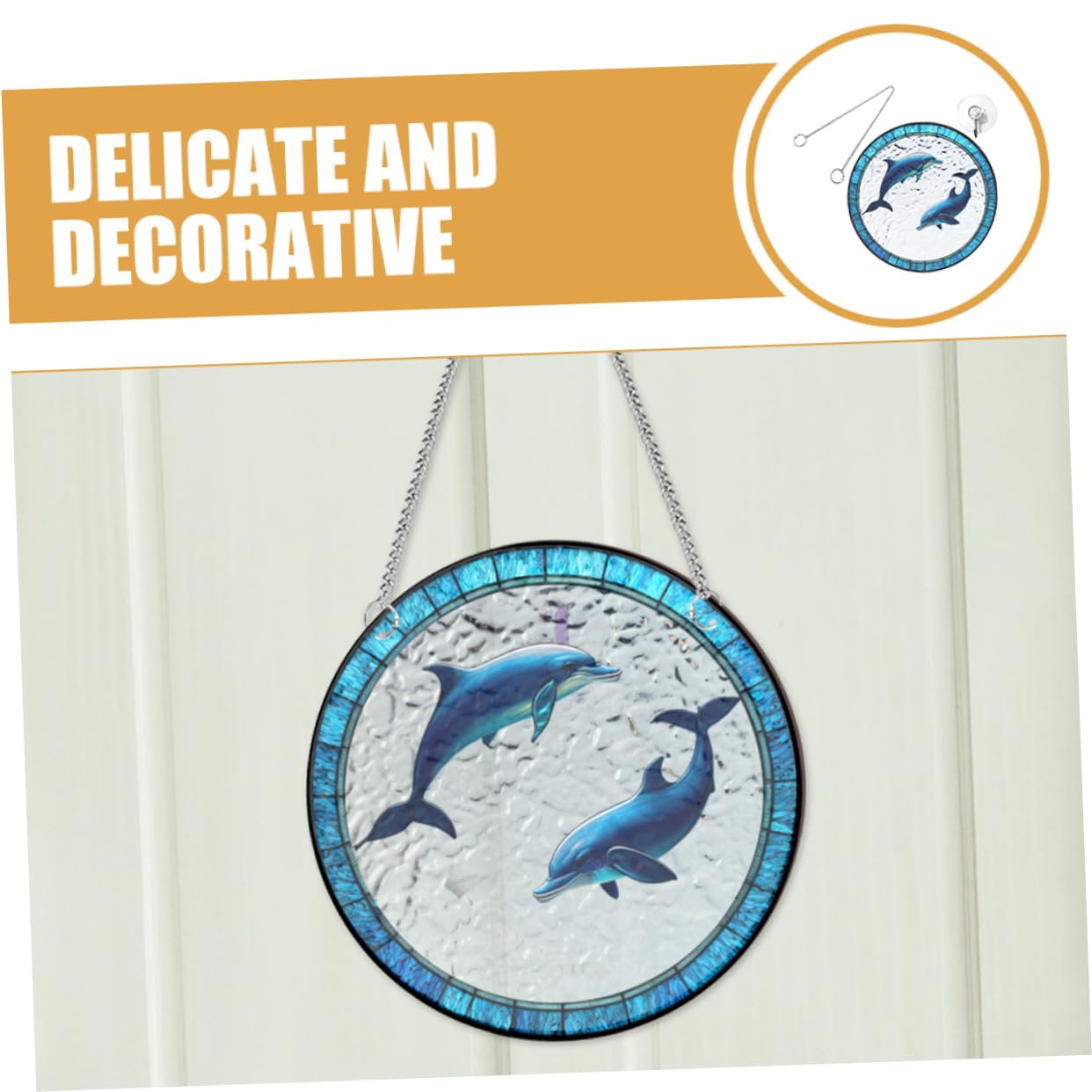 Yardwe 1set Decorazioni Da Appendere Per Finestra Con Ciondolo Forma Di Delfino Acchiappasole Artistico Per Giardino e Casa Elegante e Resistente