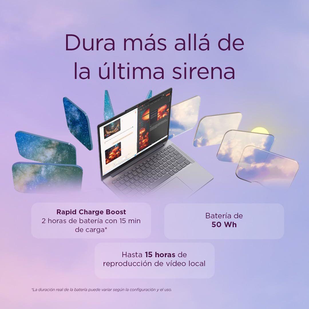 Lenovo IdeaPad Slim 3 Gen 10 – Ordenador Portátil 15.3" WUXGA (AMD Ryzen 7 170, 16 GB RAM, 1 TB SSD, Wi-Fi 6, USB-C, Windows 11 Home) Teclado QWERTY Español - Gris Luna