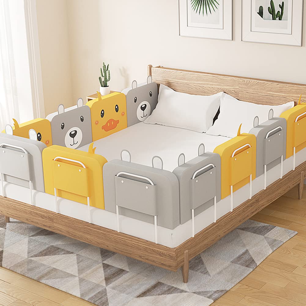 Barandilla de Cama, barandilla anticaída Ajustable en Altura para Cama Infantil, Barrera Protectora para niños pequeños o Camas de Adultos (tamaño: 60 cm, Color: Estampado Amarillo