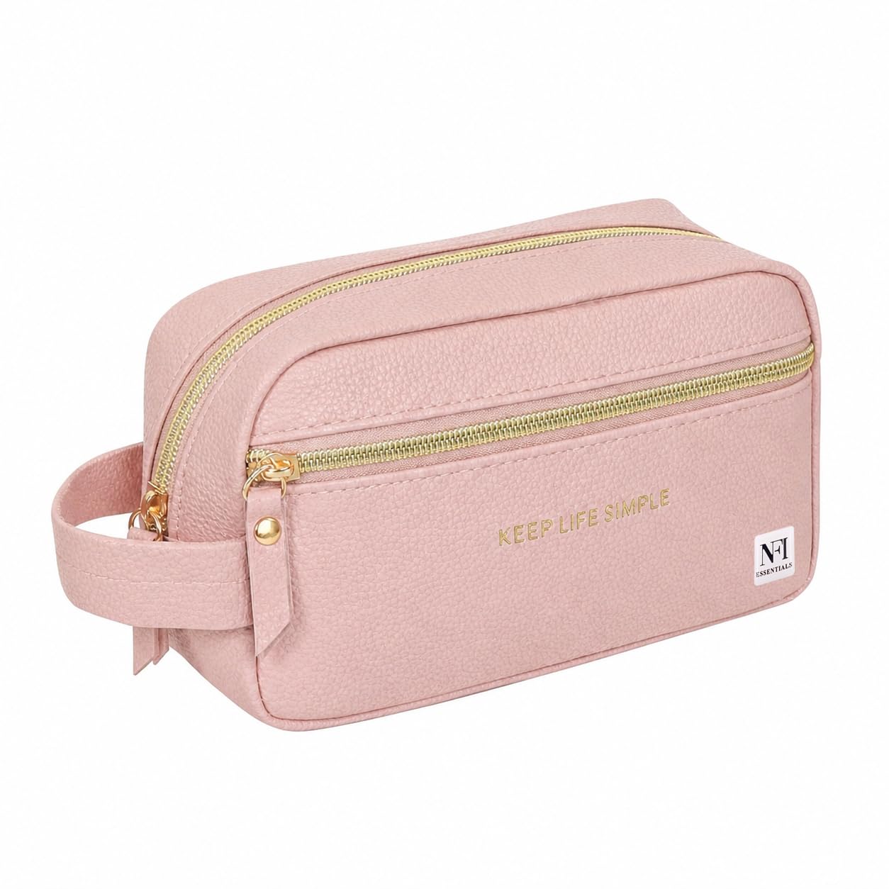 NFI essentials Premium Pink Toiletry & Makeup Organizer Pouch for Women Travel Bag with Front Zipper Pocket & Handle, Multipurpose Vanity Storage Case for Makeup, Skincare, Toiletries (Pink)-image-35