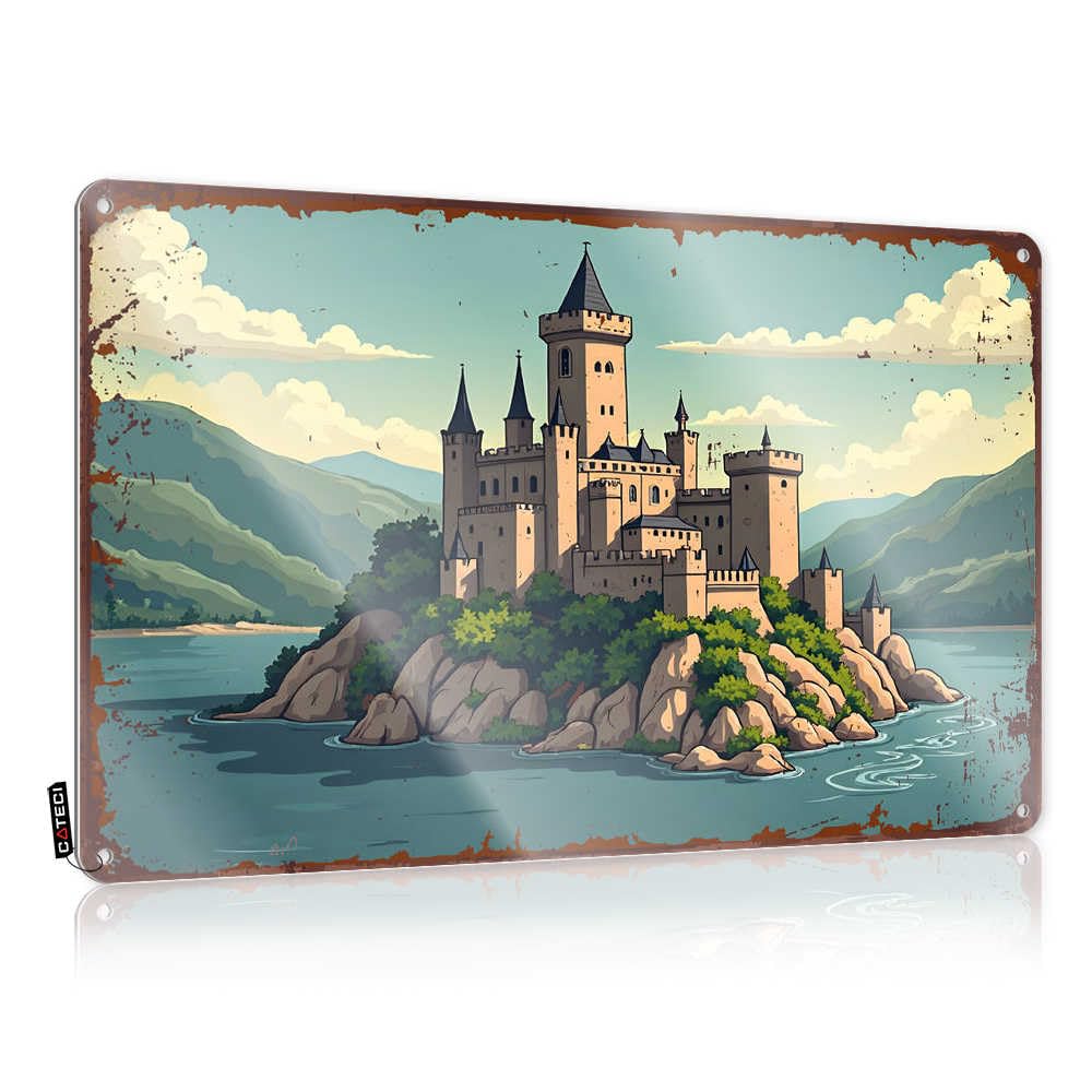 Fzfn Colour Medieval Castle On A Rocky Island Amidst Serene Mountains Cool Wall Decor Home Decor Accessories | Large Ideas Decorative Wall Art(20X30cm)
