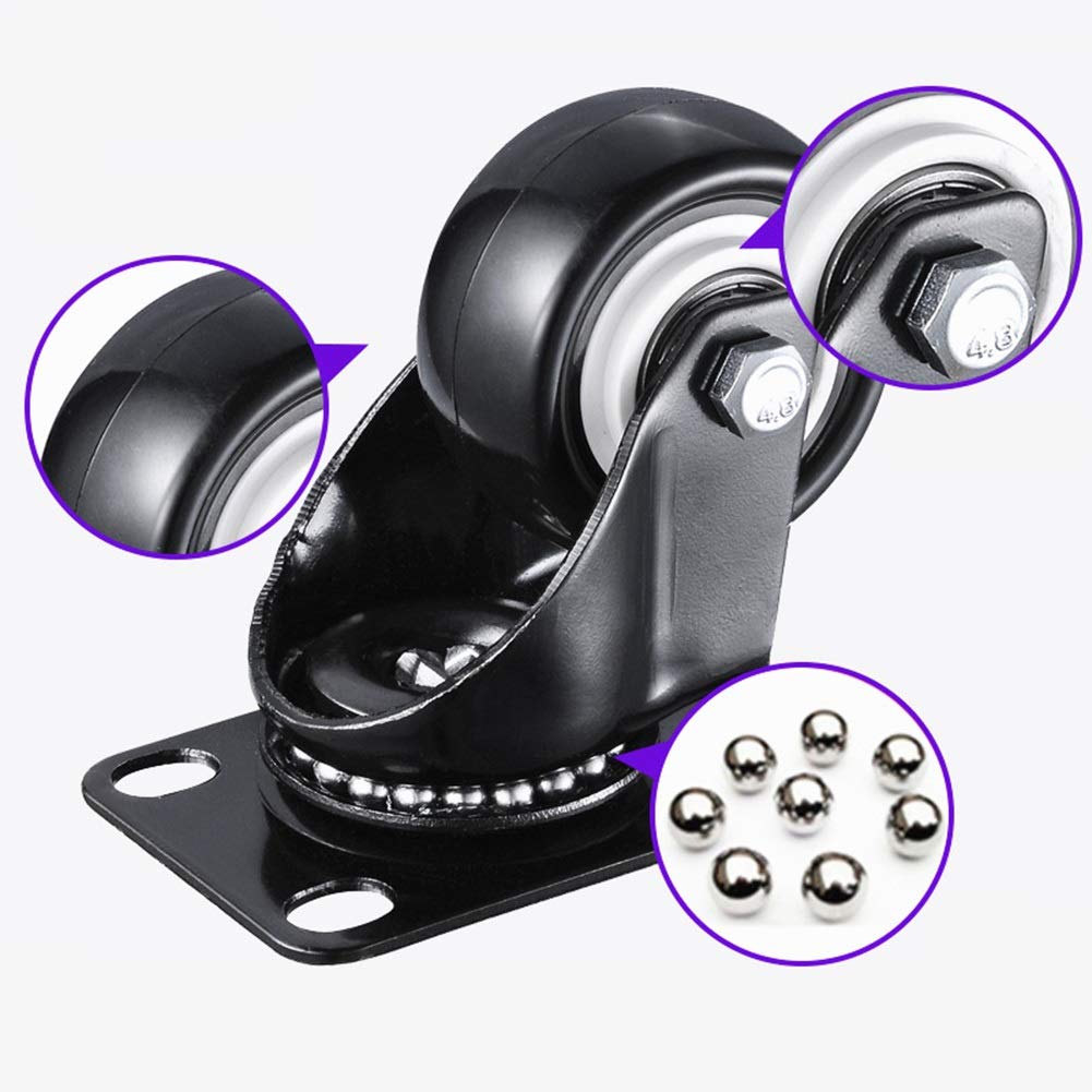 Ruedas de ricino, Ruedas giratorias Mute 4, rodamientos de 50 mm Ruedas con Freno Ruedas giratorias de Alta Resistencia, para Muebles Mesa con Mesa Cama con Ruedas 200KG