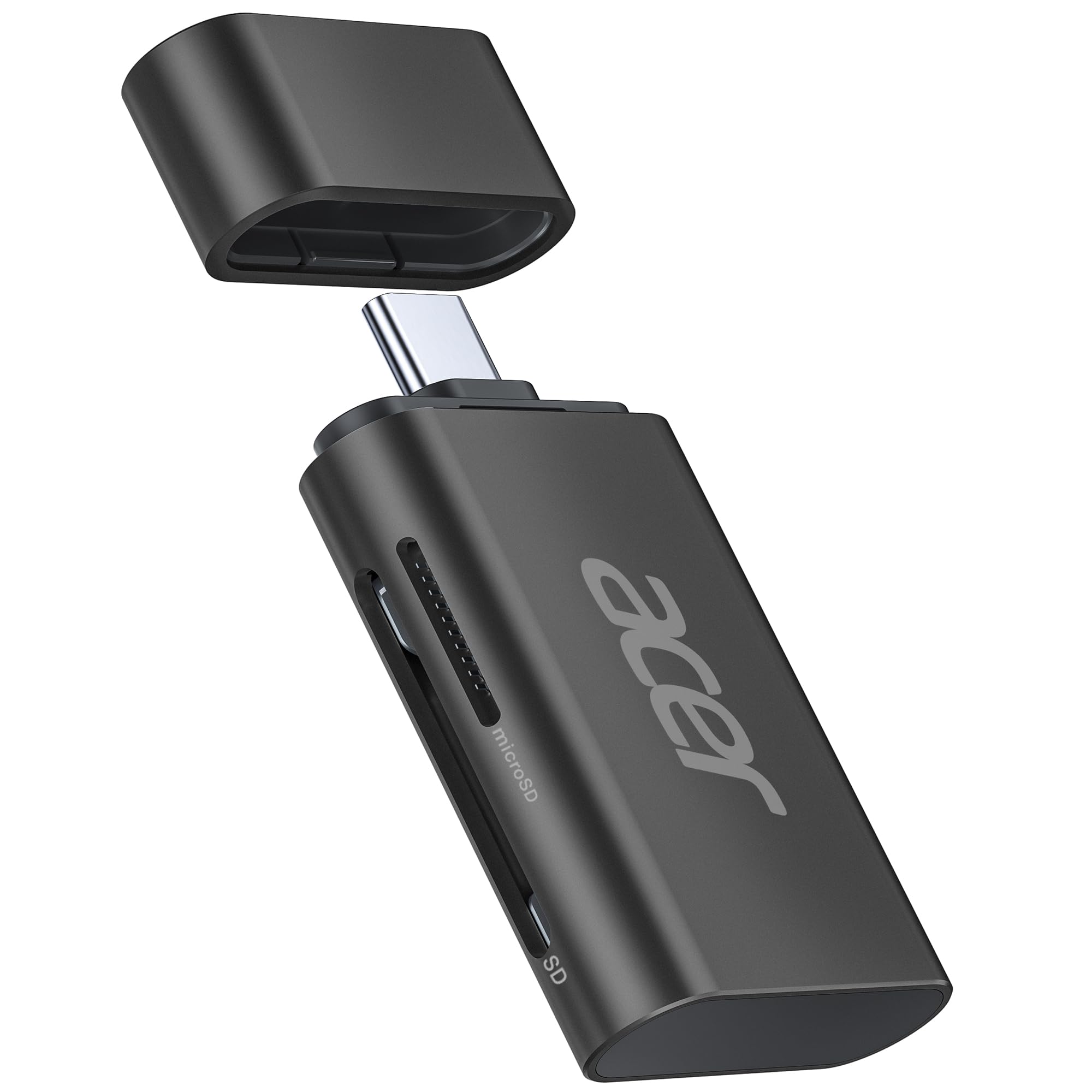 Acer USB C SD 4.0 Card Reader, UHS-II Micro SD Card Reader USB C Supports Dual Card Reading, 2-in-1 Memory SD Card Reader Adapter for iPhone 15 for SD, SDXC, SDHC, Micro SD, Micro SDHC Cards(Black)