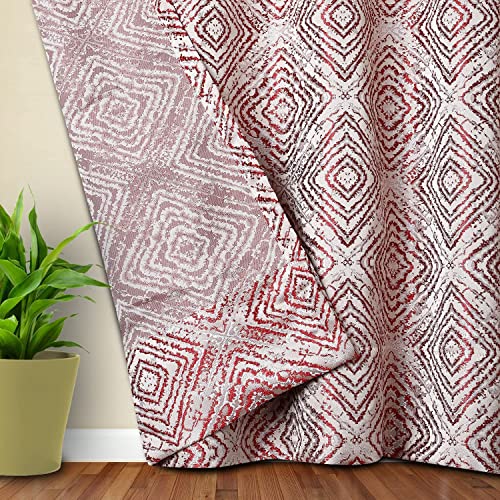 Image of Homestan Jacquard Woven Door Curtains 7 Feet Long Set of 2 with Stainless Steel Grommets for Home Decor (7 X 4 Feet, Maroon)