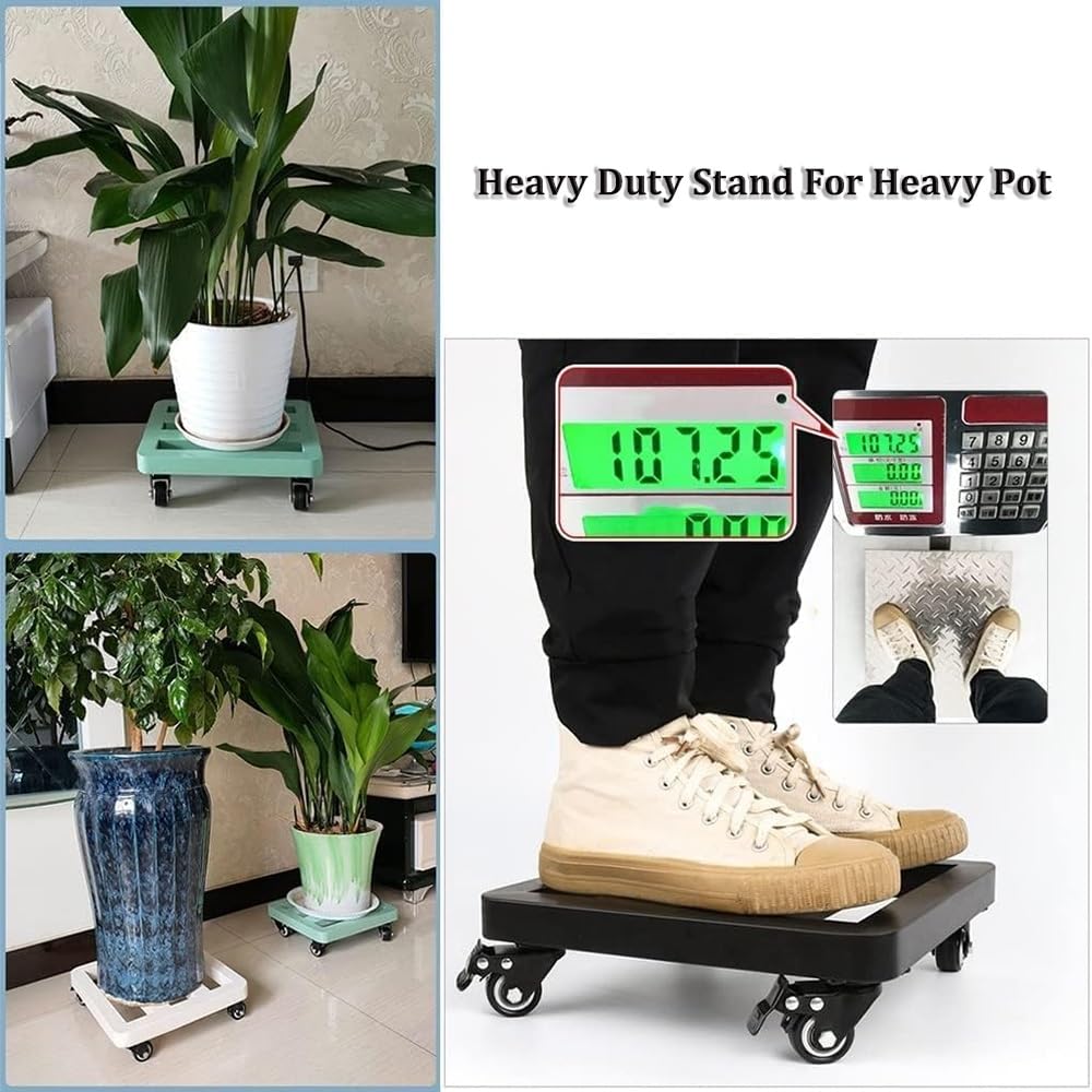 Chariot à plantes en métal robuste avec roues verrouillables – Chariot roulant pour grands pots d'intérieur et d'extérieur, support de plantes sans effort avec roulettes verrouillables