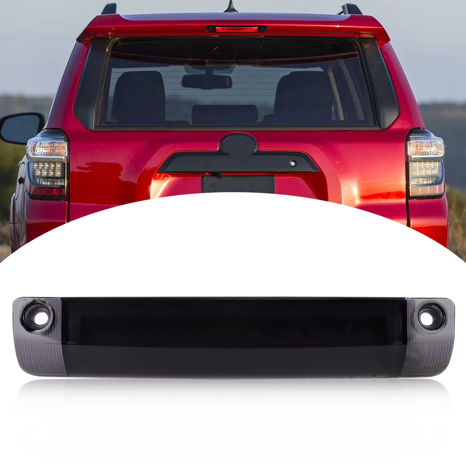 BINQIGOO Smoked Lens 9-LED Third Brake Light Assembly Compatible With Toyota 4Runner Highlander Prius Sienna etc., LED 3rd Brake Lamp Rear Center Roof High Mount w/Strobe Brake Feature (Smoked)