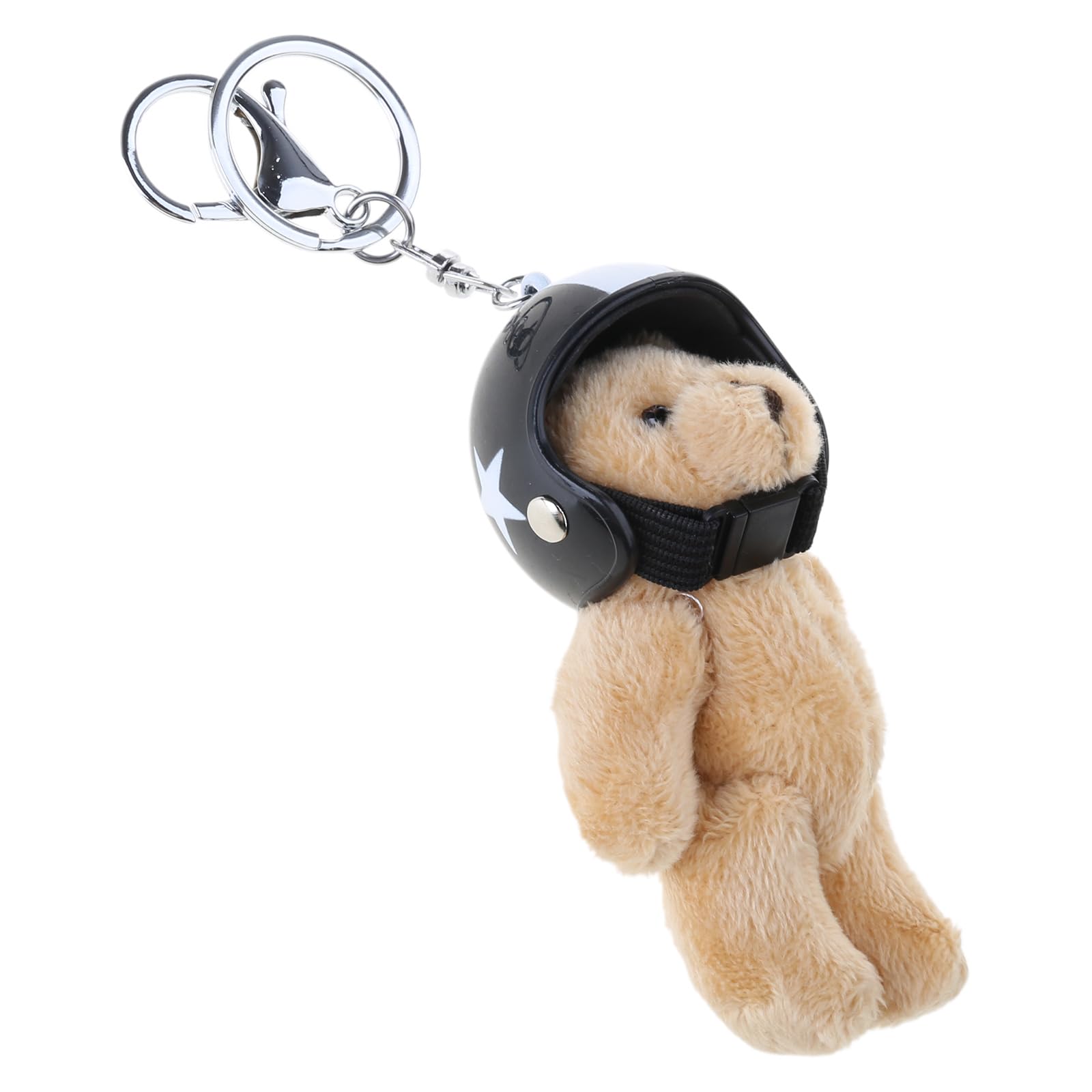 Maxtonser Plush Bear Keychain with Helmets Fashionable Bag Decorative Pendant Creative Soft Stuffed Animal Charm for Backpacks