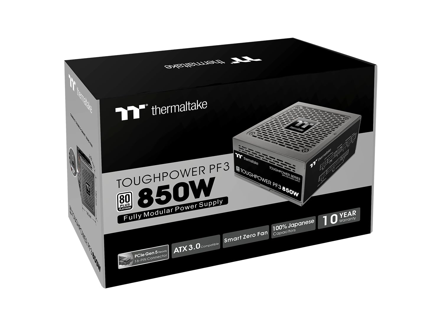 Thermaltake Toughpower PF3 850W Gen 5 | ATX 3.0 | PCIe Gen 5 Ready | Smart Zero Fan | 80 Plus Platinum | Fully Modular