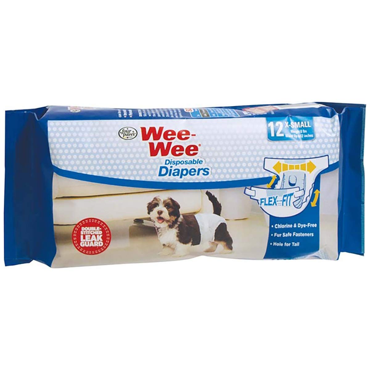 Four PawsWee Disposable Diapers Pack of 12 - X-Small
