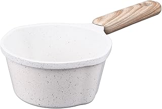 BROLEO Nonstick Sauce Pan, Small Soup Pot, Mini Milk Pot Pan with Pour Spout, Nonstick Small Cooking Pot, Frying Pot, Maifanstone Melting Pot for Induction Electric Gas Stoves (White)