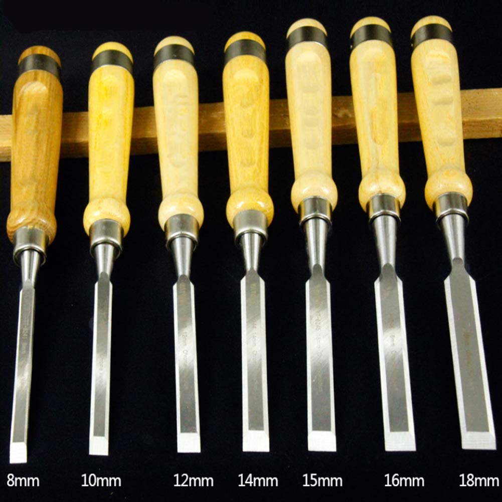 Jeu de ciseaux à bois de qualité supérieure, Jeu de ciseaux à bois de 8-18mm pour le travail du bois (7pcs