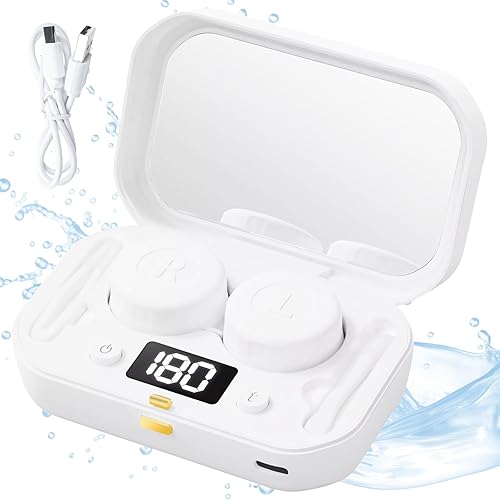 Máquina de limpieza de lentes de contacto, limpiador ultrasónico portátil de lentes de contacto con 4 modos de temporización, vibración de alta