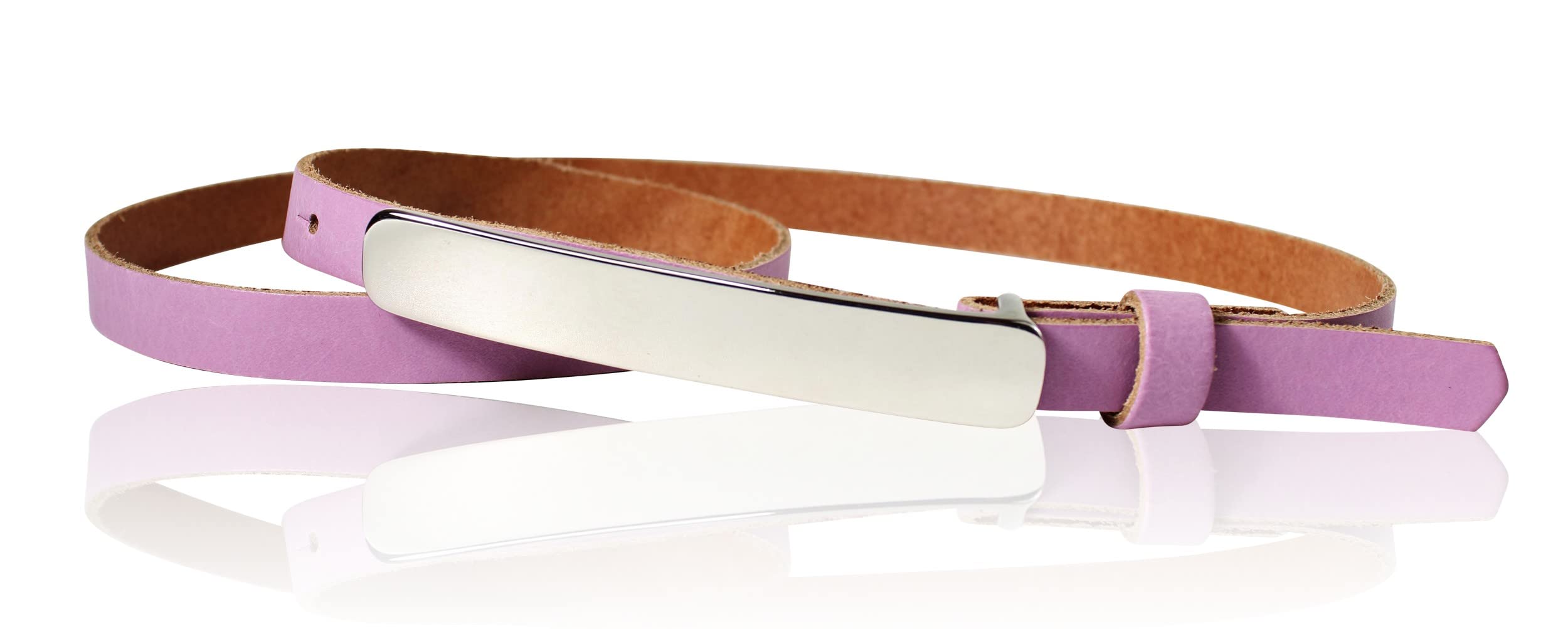 FronhoferSkinny Women's Belt 1.2 cm / 0.5 in, with Long Silver Buckle, 17574