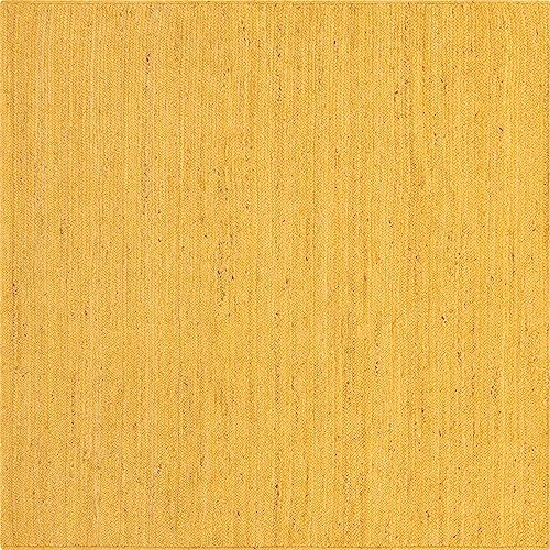 Image of Unique Loom Braided Jute Collection Area Rug - Dhaka (8' Square, Yellow)
