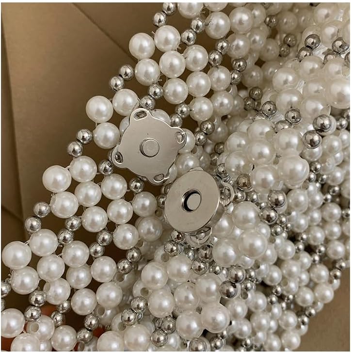 CHIC DIARY Pearl Shoulder Bag for Women Small Beaded Underarm Purse Hobo Handbag Tote for Evening Party Wedding - Image 8