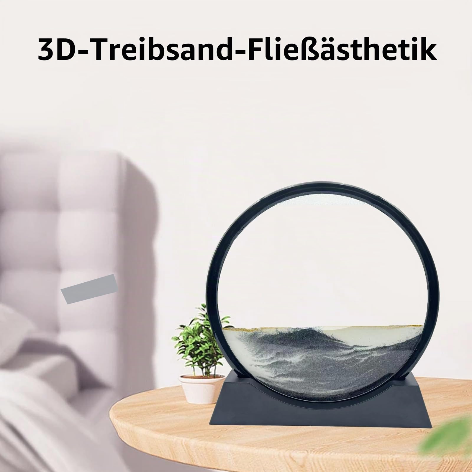 AzureLeap Sandbilder zum Drehen 3D Sandscape - die Sandkunst in Tiefsee Fließende Sandmalerei Sandbild Geschenke Sanduhr Deko Aesthetic für Büro Wohnzimmer Schreibtisch Erwachsene (SCHWARZ-12)