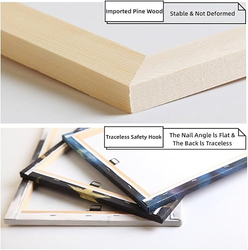 Miniatura 7 de TFIAVSIN 3 paneles de lienzo blanco y negro para pared, diseño panorámico de paisaje urbano nocturno de Cleveland, Ohio, Estados Unidos, pintura