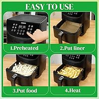 Vista 8 de BYKITCHEN 300 forros de papel desechables para freidora de aire Ninja AF141 5 QT Pro AF181 6.5QT, Cosori Chefman de 6 cuartos de galón y otros 5 a 8