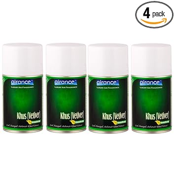 Airance Automatic Room Freshener Refill Perfume Spray - Khus (Vetiver) - 250 ML - Pack of Four