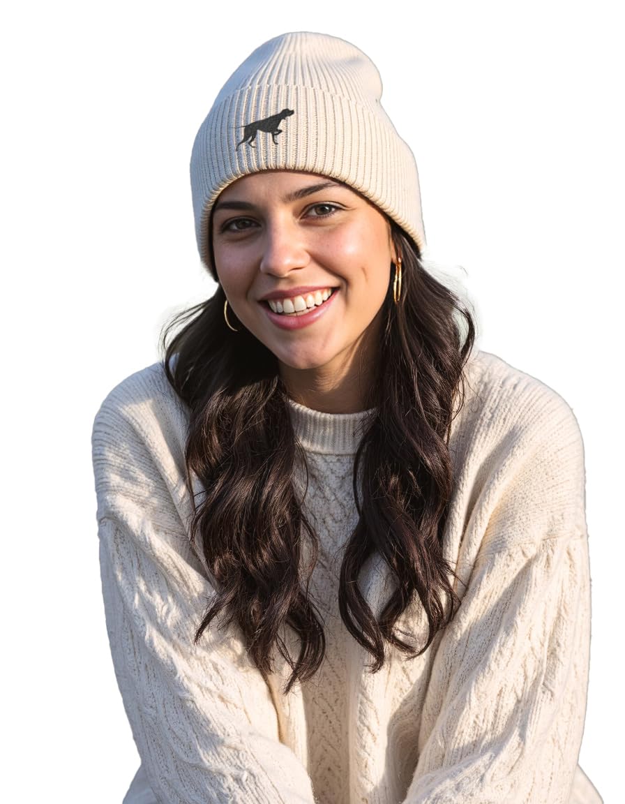 The House Of Dog: English Pointer Owner Gift. Oversized Cuffed Beanie Ski Hat. Oatmeal