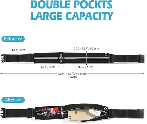Miniatura 2 de Riñonera cruzada para hombres y mujeres, con 3 bolsillos con cremallera, bolsa para correr, con cinturón ajustable para viajes, deportes y correr