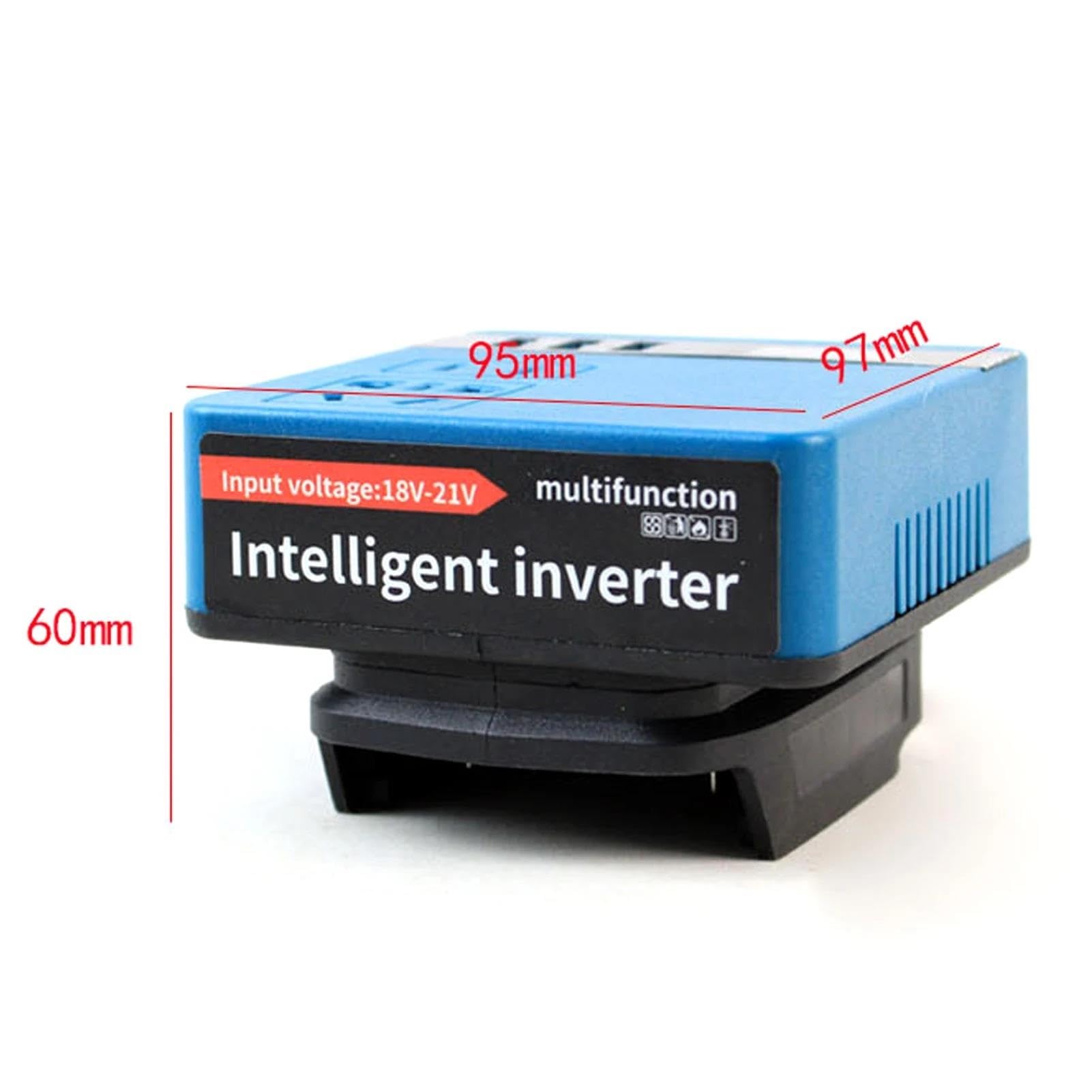 Inversor Inversor De Batería Litio De 120W Banco De Energía De 18V 21V A 110V 220V Transformador Inteligente Multifunción Uso Doméstico Exterior Onda sinusoidal modificada(Azul)