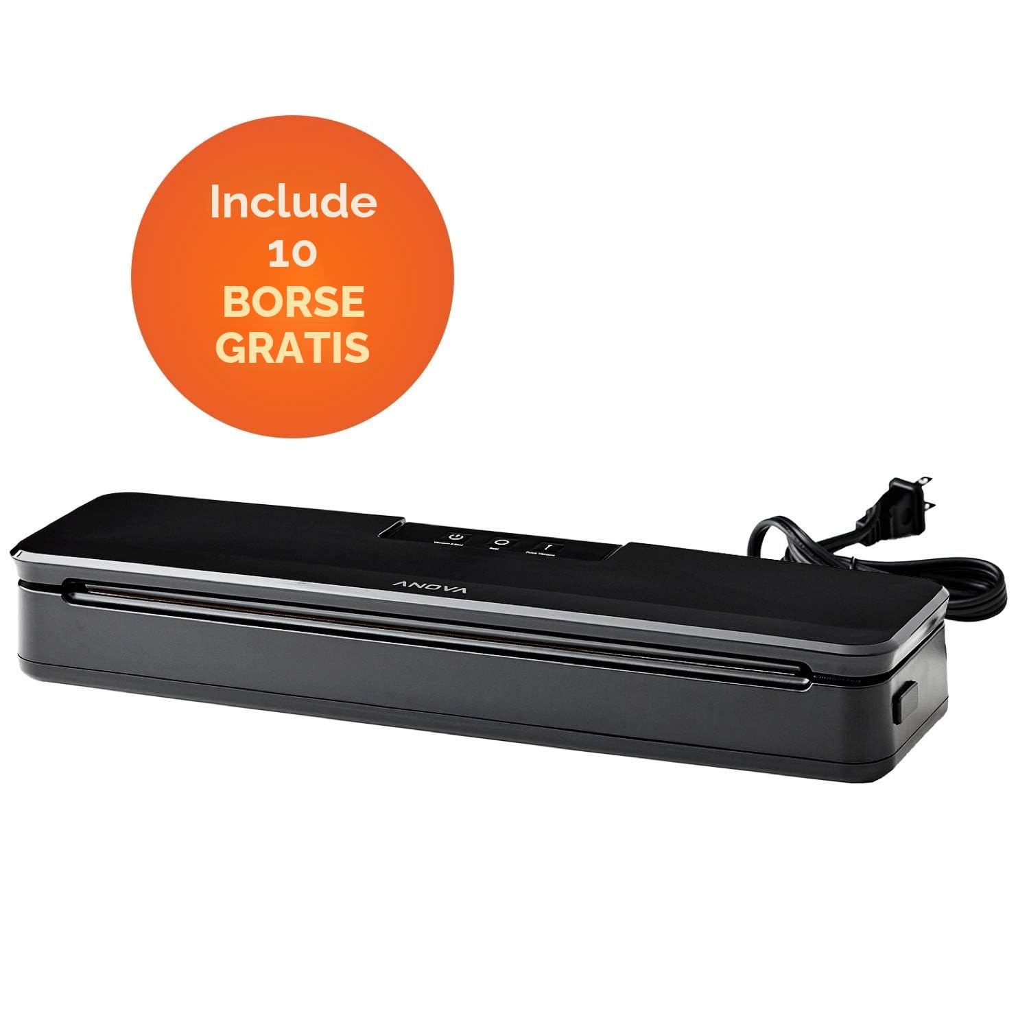 Anova Precision Vacuum Sealer Bags [ANVS01-EU00] Spina di Tipo C per uso in EU, confezione da 10 pz– Nero