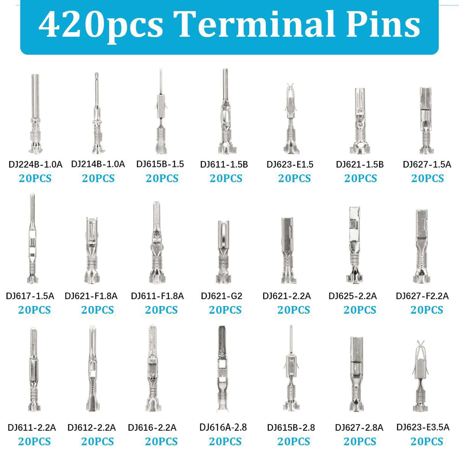 Générique 720 pièces bornes de Fil de Voiture connecteur Broche connecteur bornes à Broches 1/1, 5/1, 8/2, 2/2, 8/3, 5 mm Automobile Automobile Retrait de Prise Non isolé mâle Femelle sertissages