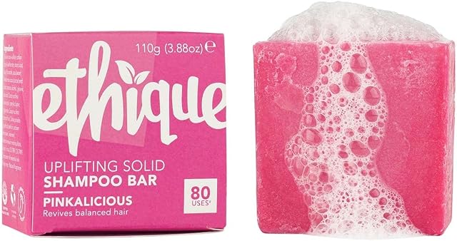 Ethique Pinkalicious Solid Hair Shampoo Bar for Normal Hair (110g/3.88oz) Vegan, Compostable, Biodegradable, Plant based