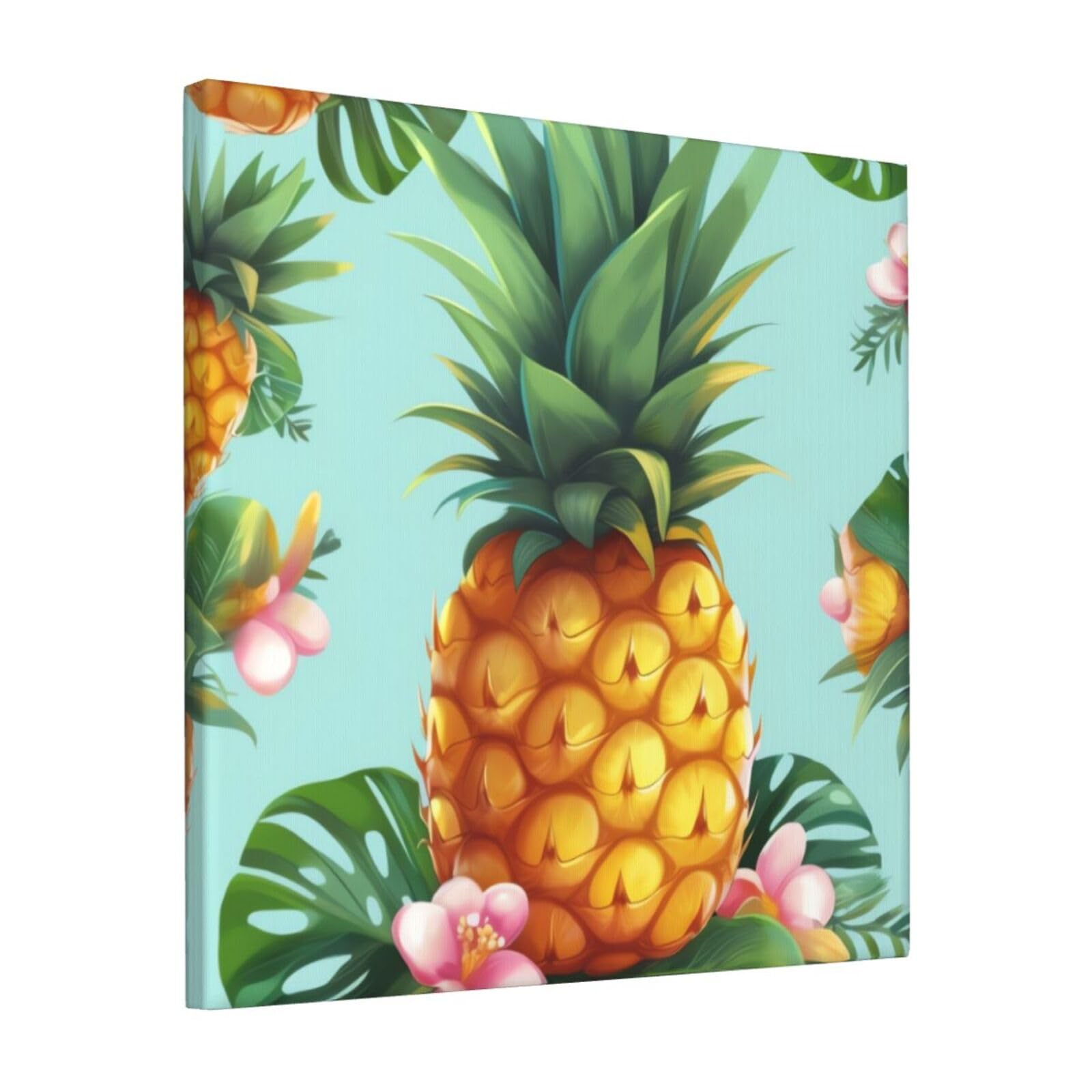 KLOPH Tropical Pineapple Canvas Wall Art for Living Room 12"x12" Modern Artwork Painting for Bathroom Hanging Canvas Prints Aesthetic Wallart for Bedroom Kitchen Office Wall Decor