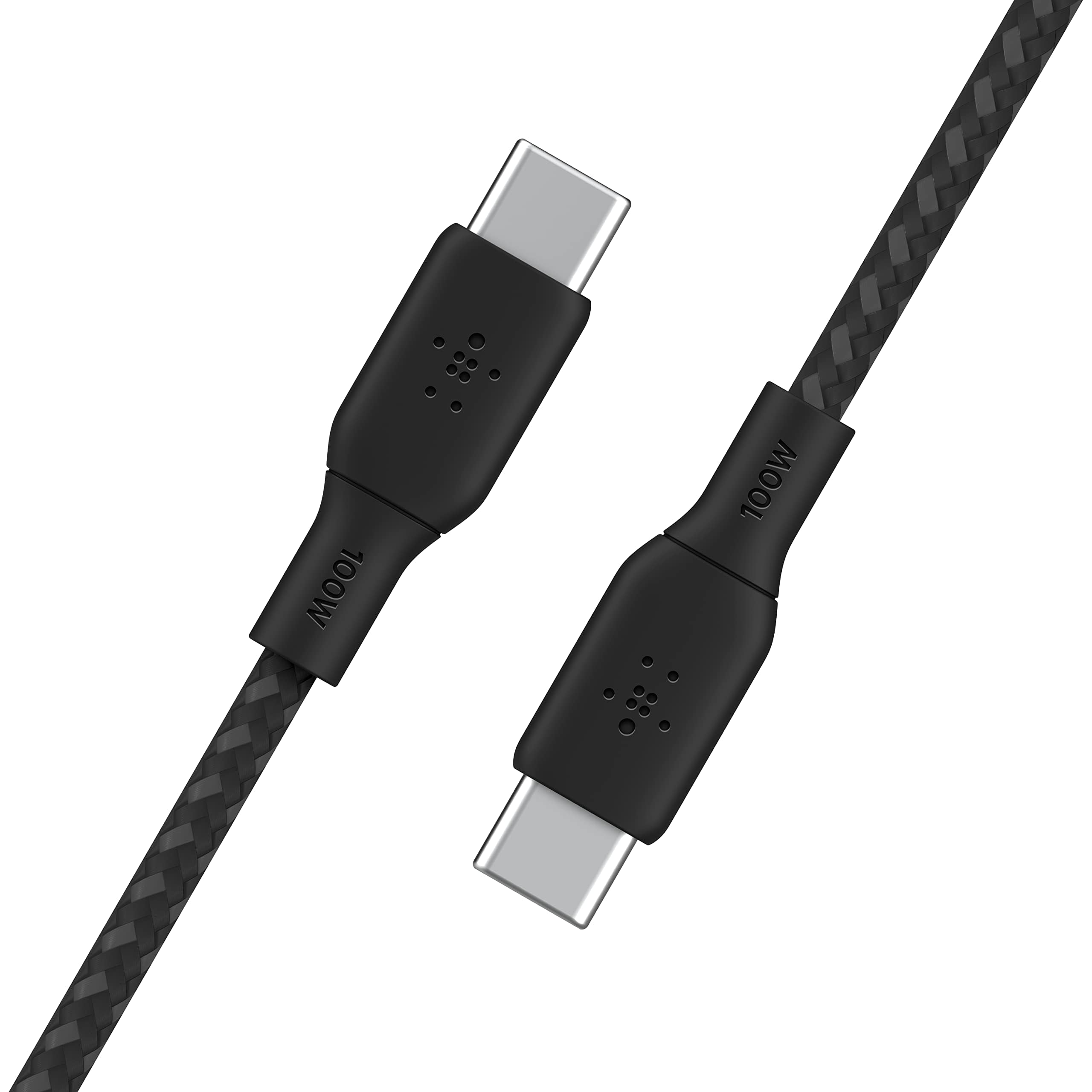 Belkin USB-C-auf-USB-C-Kabel, 2 m, 100 W, Typ-C-Ladekabel, iPhone-Ladekabel, geflochten, flexibel für iPhone 17, Galaxy S25, Pixel 10, AirPods, iPad Pro, Tablet, Nintendo Switch 2 und mehr, Schwarz, 6