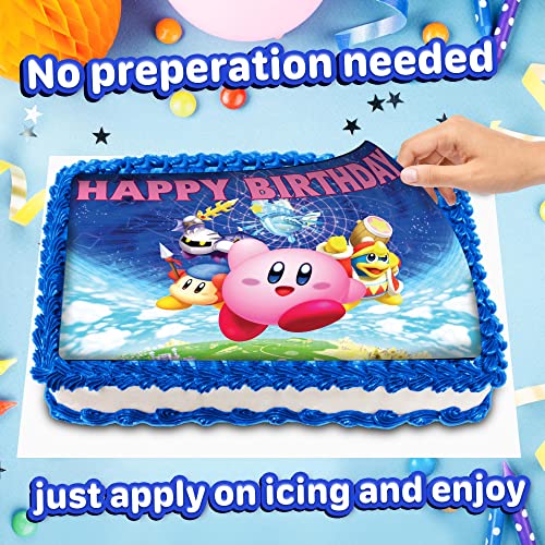 8 Inch Kirby Cake Topper –Square Edible Birthday Cake Decorations, Happy Birthday Cake #TOP4