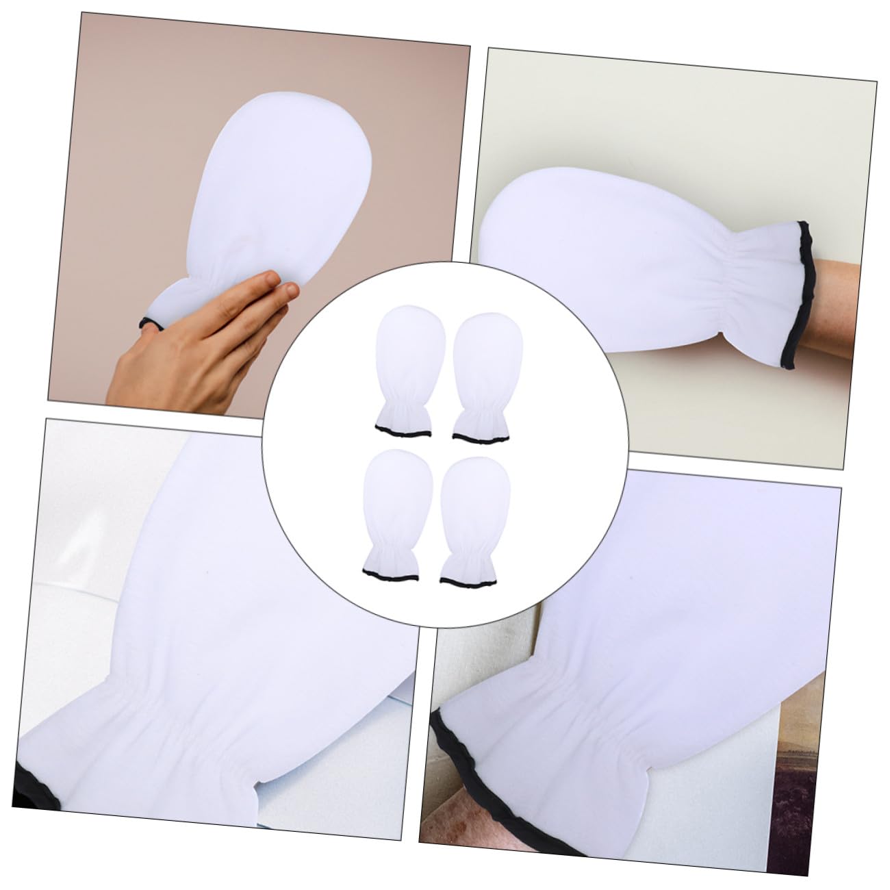 Moufles de Paraffine pour Mains, 2 Paires, Polyester Flanelle, Blancs | Lavables, Rétention de Chaleur Renforcée, Usage Maison, Soin Spa pour Mains