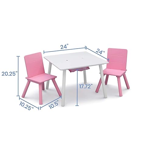 Miniatura 3 de Delta Children Juego de mesa y silla para niños con almacenamiento (2 sillas incluidas), blancorosa