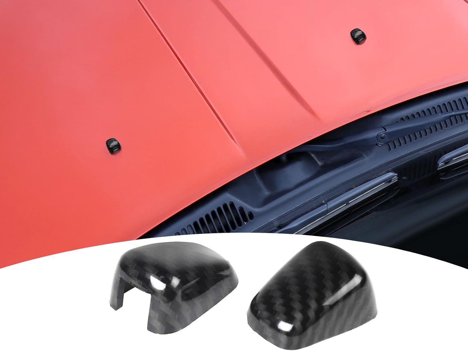 for Nitro Wiper Nozzle Trim Cover for Dodge Nitro 2007-2012 for Jeep Liberty 2007-2012 Black Carbon Fiber Interior Accessories 2pcs