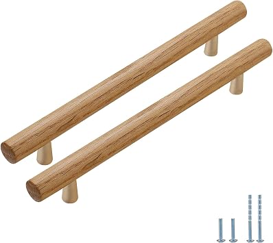 2pcs Beige Wooden Drawer Pulls Beech Wood Drawer Handles Wood Hardware for Cabinets Dressers Wood Cabinet knobs Wooden knobs for cabinets and Drawers