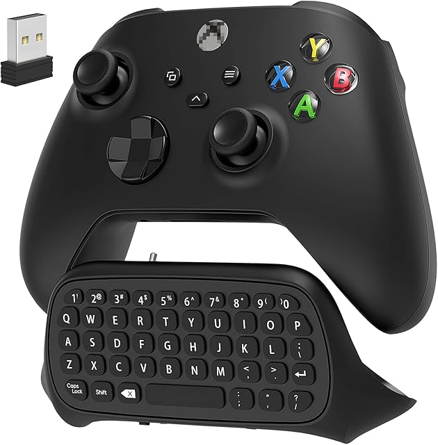 Keyboard for Xbox Series X/S/Xbox One/S Controller, Wireless Bluetooth Game Chatpad Keypad with USB Receiver, Built-in Speaker &3.5mm Audio Jack for XSX/S/One/S Controller(CONTROLLER NOT INCLUDED)
