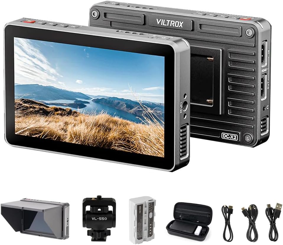 VILTROX DC-X2 6 Inch 2000Nits Camera Video Field Monitor,Full HD 1920x1080 Touch Screen Director AC Monitor with 4K HDMI Loop in/Out 3D Lut RGB Parade Focus Peaking Full Waveform