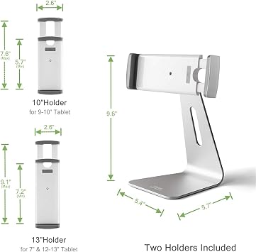 Viozon iPad Pro Stand, Tablet Stands 360 Rotatable Aluminum Alloy Desktop Mount Stand Compatible with 7-13inch iPad Pro iPadAir iPad Mini Surface and Surface Pro (Silver General)
