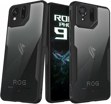 HikerClub for ROG Phone 9, ROG 9 Pro, ROG 9 Pro Edition, ROG 9 FE 2024 Case, Transparent Clear PC Back and Silicone Black Edges Shockproof Anti-Slip Bumper Protective Cover