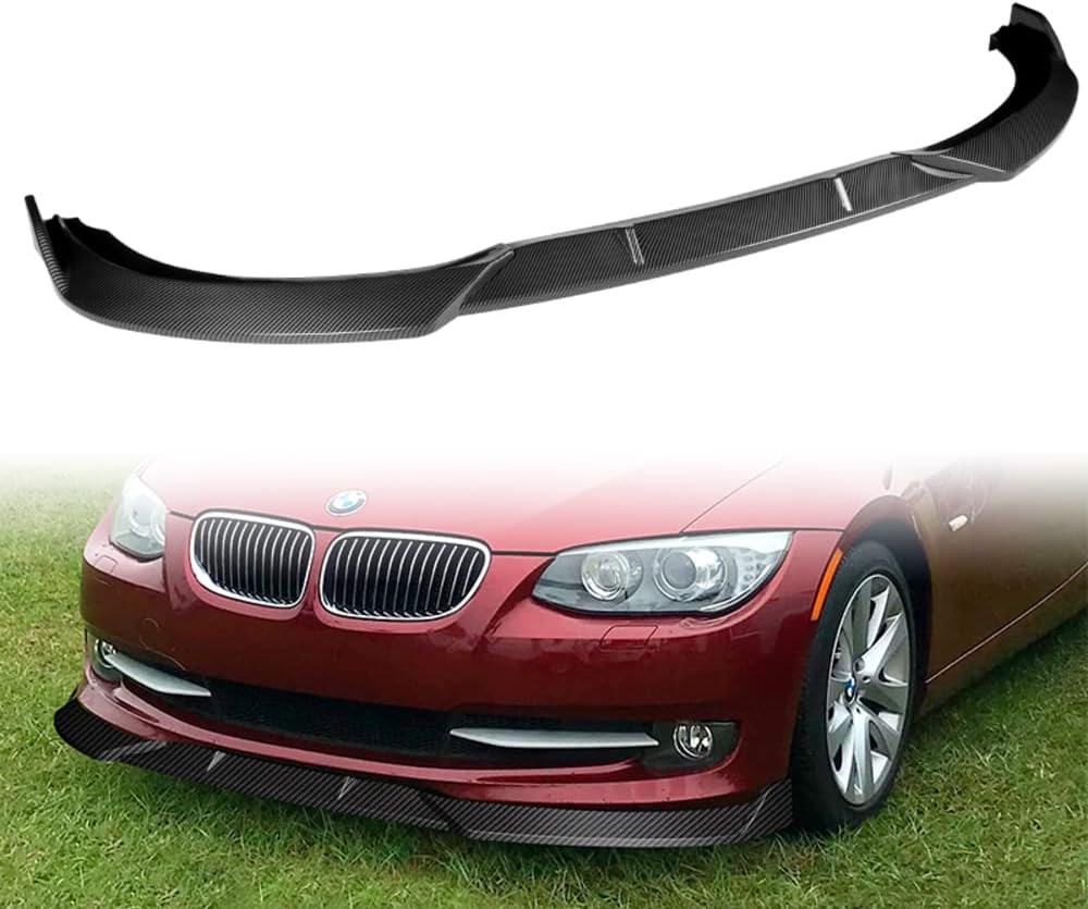 Q1-TECH, 5PCS Front Bumper Lip + Side Skirt Rocker Winglet Canard Diffuser Wing Compatible with 2011-2013 BMW 3-Series (E92/E93) 325i 328i 335i, Front Lip Spoiler Body Splitter ABS (Painted Carbon)