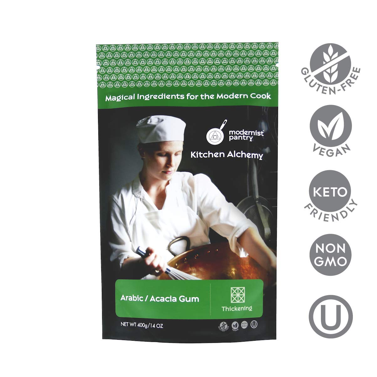 Pure Gum Arabic Powder [Acacia Gum] ⊘ Non-GMO Gluten-Free Vegan OU Kosher Certified - 400g/14oz