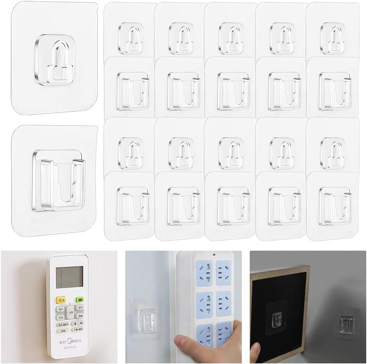 20 Paris Double Side Adhesive Hooks, Non-Trace Heavy Duty Wall Hook for Bathroom and Kitchen, No Drill Self Adhesive Hooks with Suction Cup