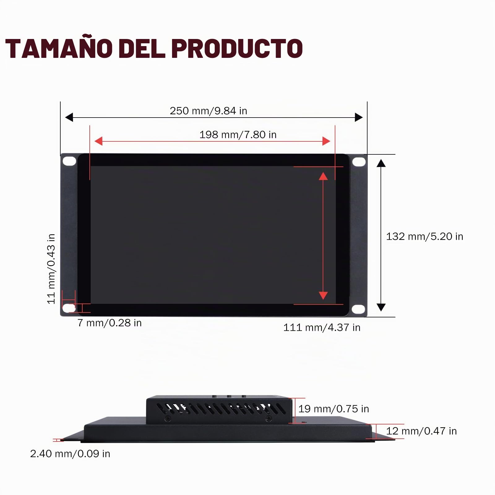 GeeekPi Monitor Táctil LCD de 9 Pulgadas 1280x720 para Rack 3U, para Gabinete de Servidor DeskPi RackMate T0/T1/T2/T0 Plus/T1 Plus y Racks de Servidor de 10 Pulgadas