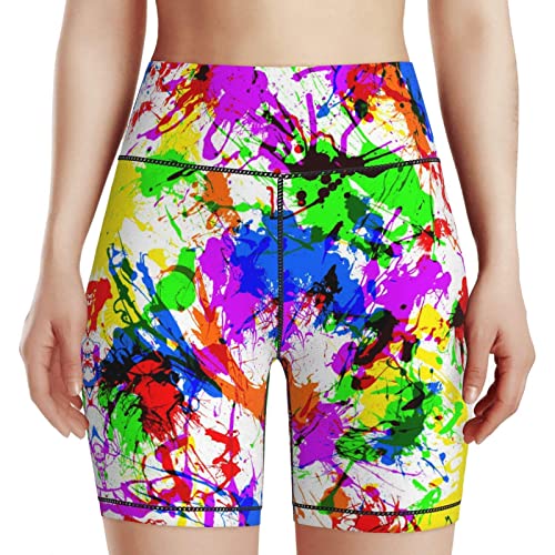 Yaateeh Damen-Fahrradhose mit hoher Taille für Workout, Sport, Athletik, Laufen, Wandern, Biker, Yoga, Fitnessstudio, Größe L, schwarz, Groß Cover