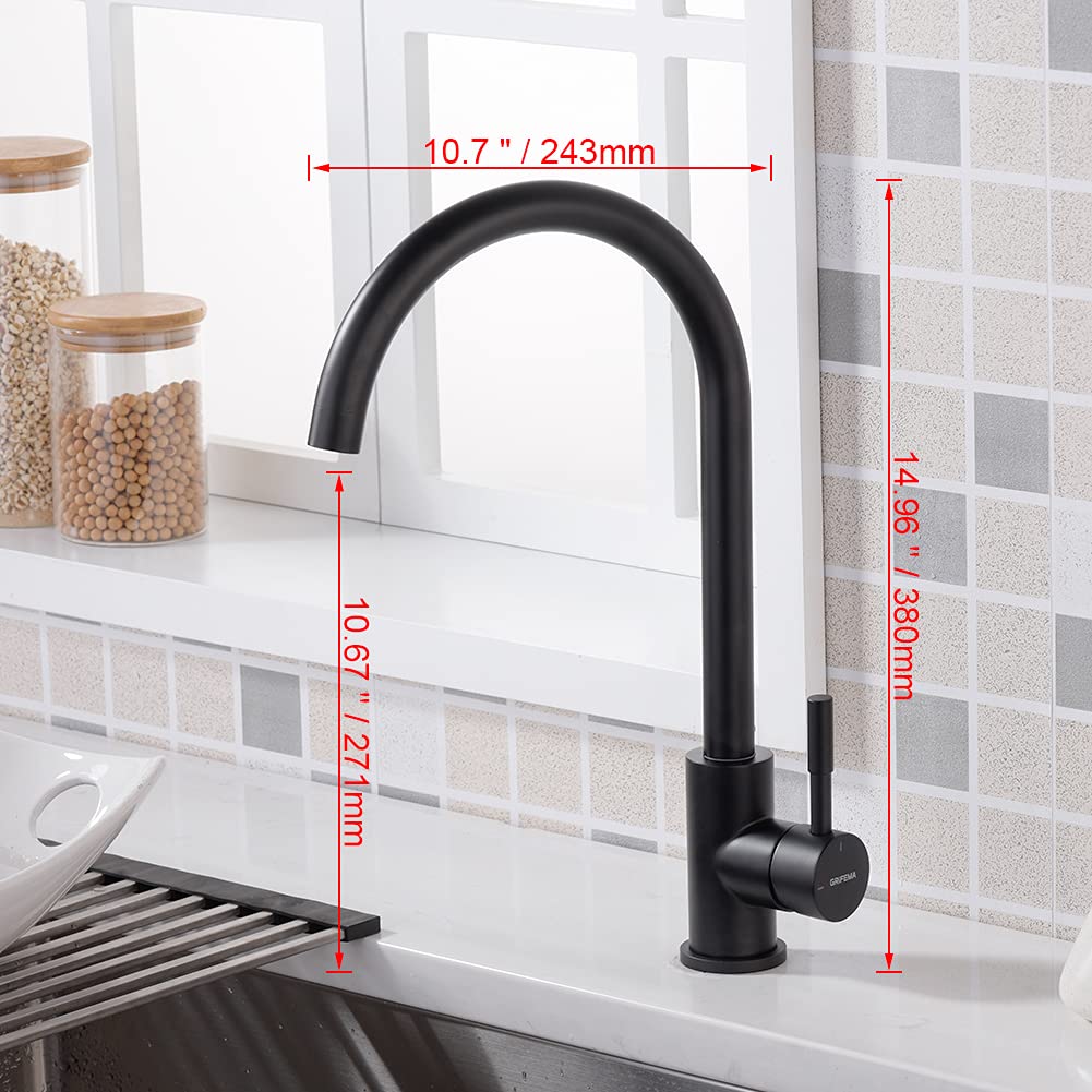 GRIFEMA G4008B - Bateria kuchenna, jednouchwytowa bateria zlewozmywakowa, czarna