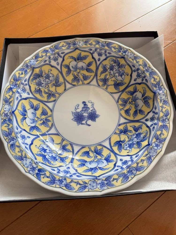 Amazon.co.jp: たち吉 青と黄色の花柄の深皿 23.5cm : ホーム＆キッチン