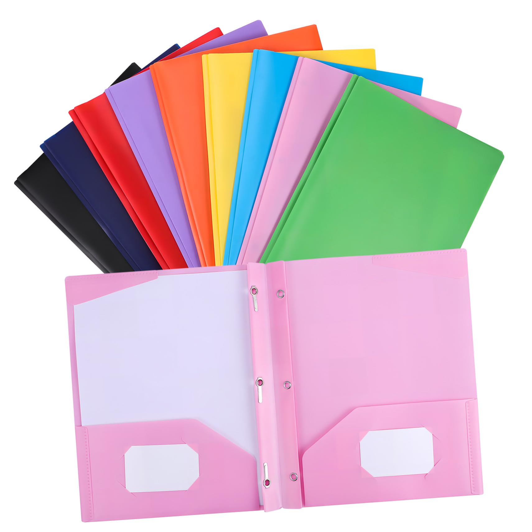 9 pezzi Cartelle Portadocumenti in Plastica con Tasche Doppie Organizer Documenti Colorati Resistenti e Sottili per Ufficio Scuola e Casa
