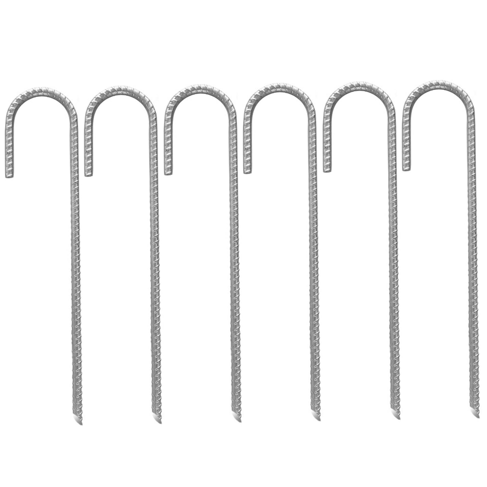 Piquets métalliques pour sol et fixation de trampoline ou auvent pour un jardin sécurisé