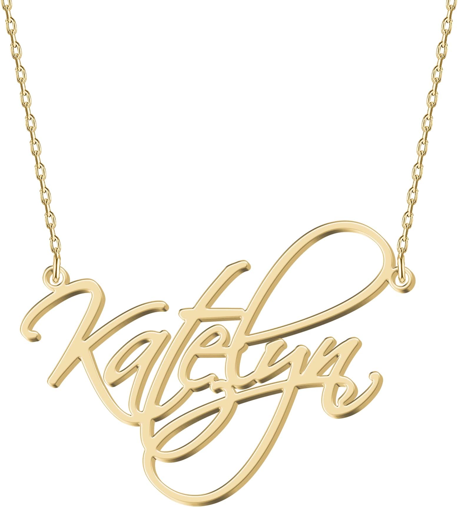 UMAGICBOX Personalized Name Necklace - Choose from 14 Font Styles - Customizable 18K Gold-Plated Pendant - Ideal Gifts for Birthdays, Mother's Day, and Christmas - Women, Girls, Teens, and Daughters